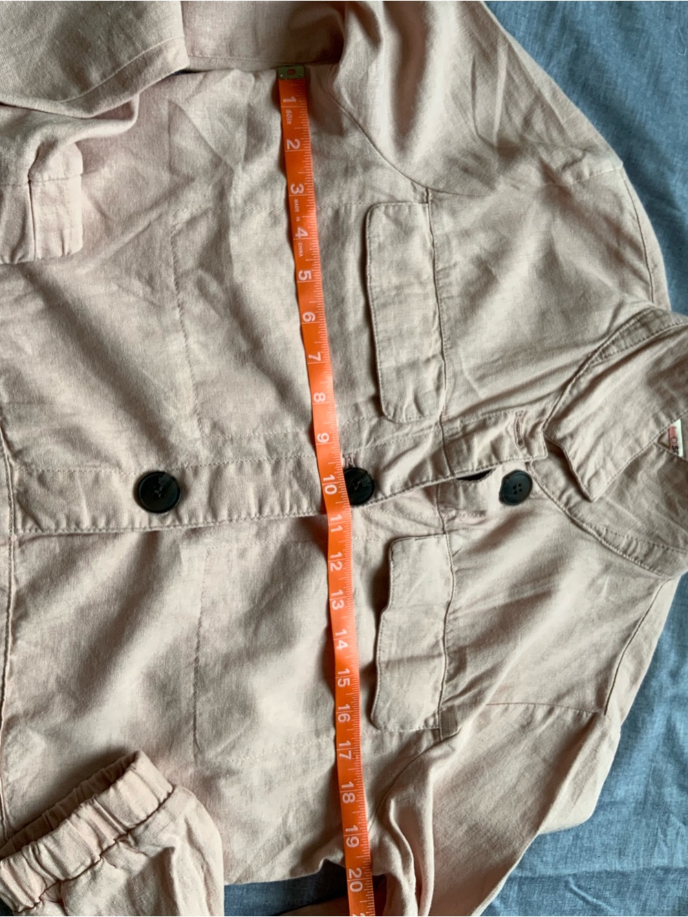 Ci Sono Blush Brown Statement Button Linen Jacket - Picture 9 of 10